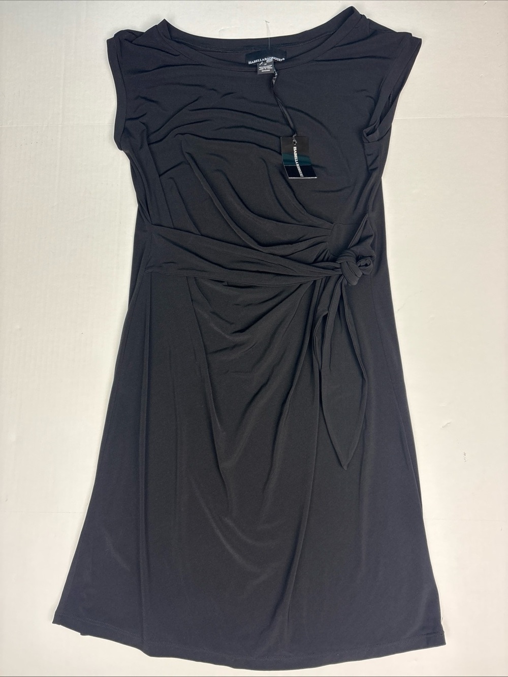 Isabella Rodriguez Women Medium Dress Solid Black New Tags Tie Waist Sleeveless